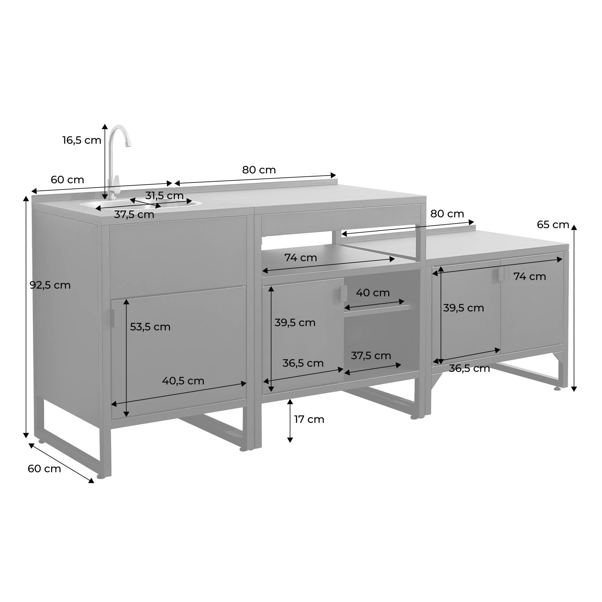 Cuisine extérieure 3 modules acier inoxydable  KEA 3 MODULES