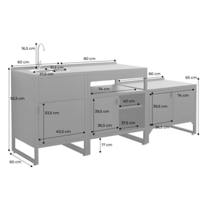 Cuisine extérieure 3 modules acier inoxydable  KEA 3 MODULES