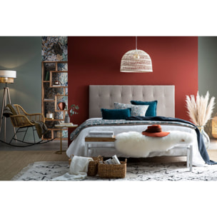 Tête de lit capitonnée en tissu velours taupe L160 cm HALCIONA