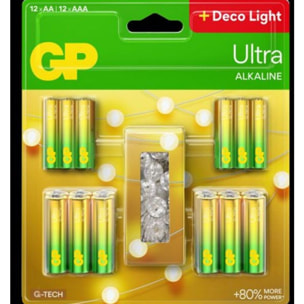 Pile GP x12 AA + x12 AAA + guirlande LED