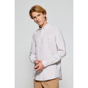 Camisa oxford de raya yale marrón claro con logo bordado Polo Club