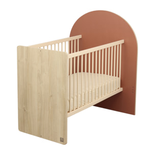 Lit bébé évolutif 120x60 en 90x190 - décor bois chêne sépia forme arche