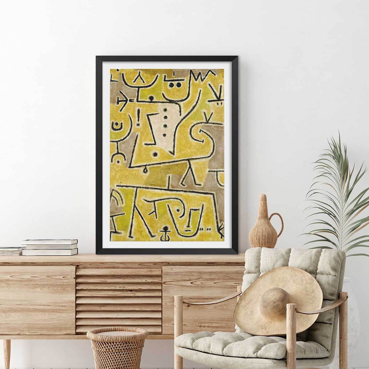 Affiche art Abstrait Gilet rouge par Paul Klee Affiche sous cadre noir