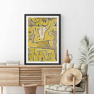 Affiche art Abstrait Gilet rouge par Paul Klee Affiche sous cadre noir