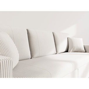 Cyrus - Canapé droit 3 places convertible en velours côtelé - Beige