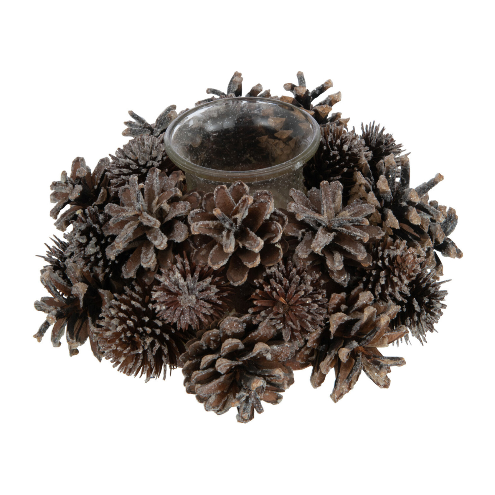 J-Line photophore Couronne Pommes De Pin - verre - brun foncé