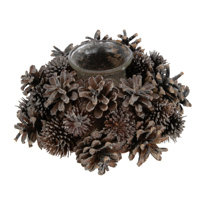 J-Line photophore Couronne Pommes De Pin - verre - brun foncé