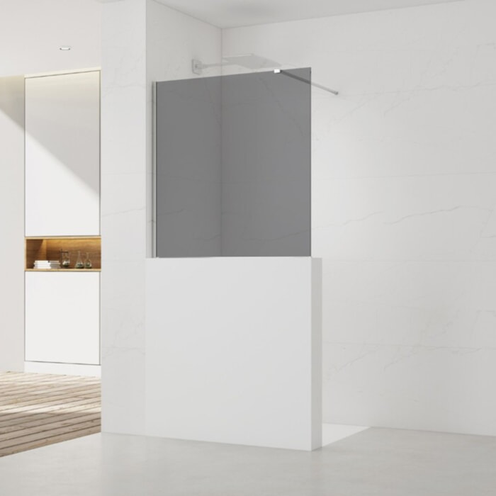 Pare-muret 100x100cm Paroi en verre Crystal Glass® 8 mm anticalcaire, avec bras et profilés chrome brillant (SATBWIS100KSPR)