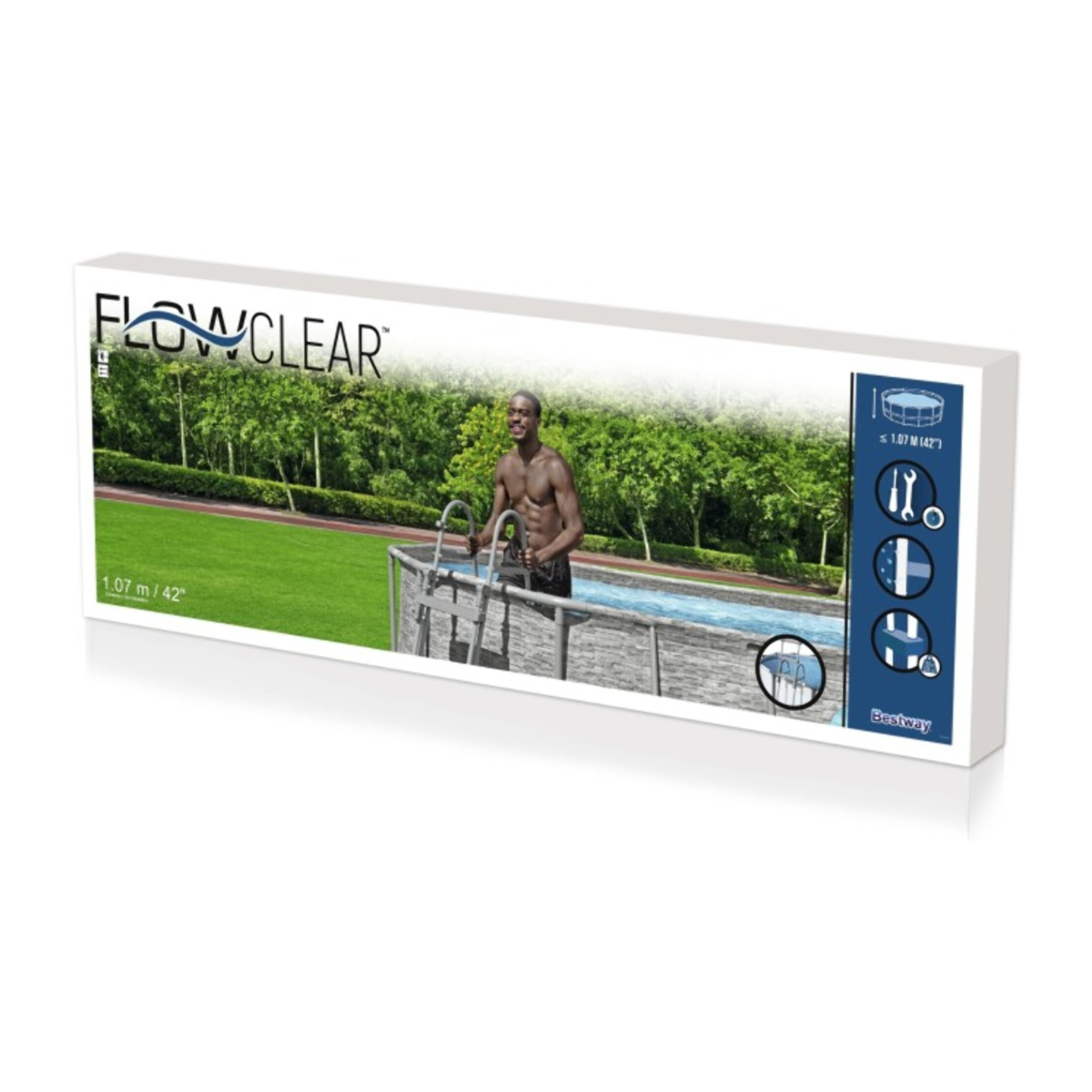 Bestway Échelle sécurisée pour piscine hors-sol jusqu'à hauteur 107 cm - 2 x 3 marches