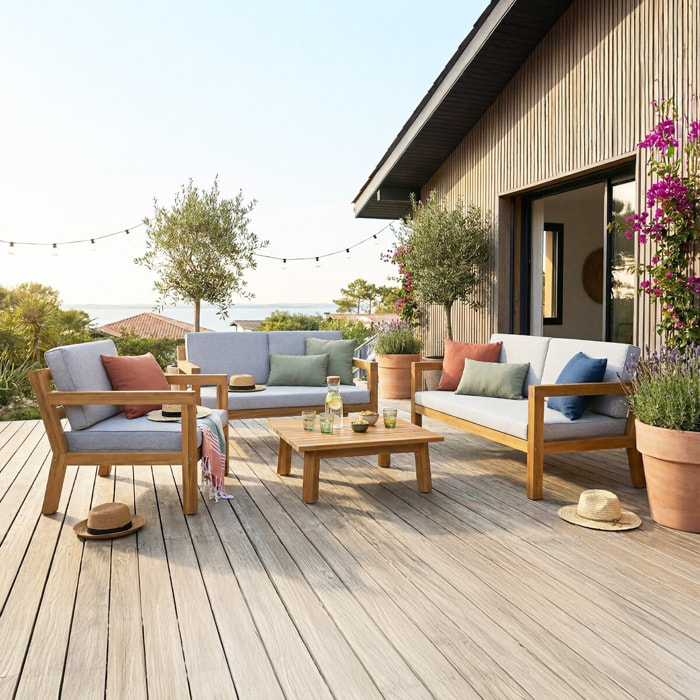 Salon de jardin 5 places en bois FSC - PALAU