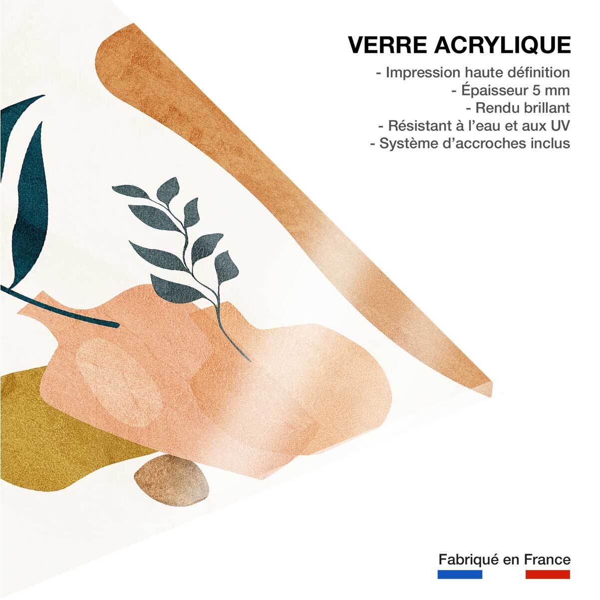 Tableau organique poterie et botanique  Tableau plexiglas