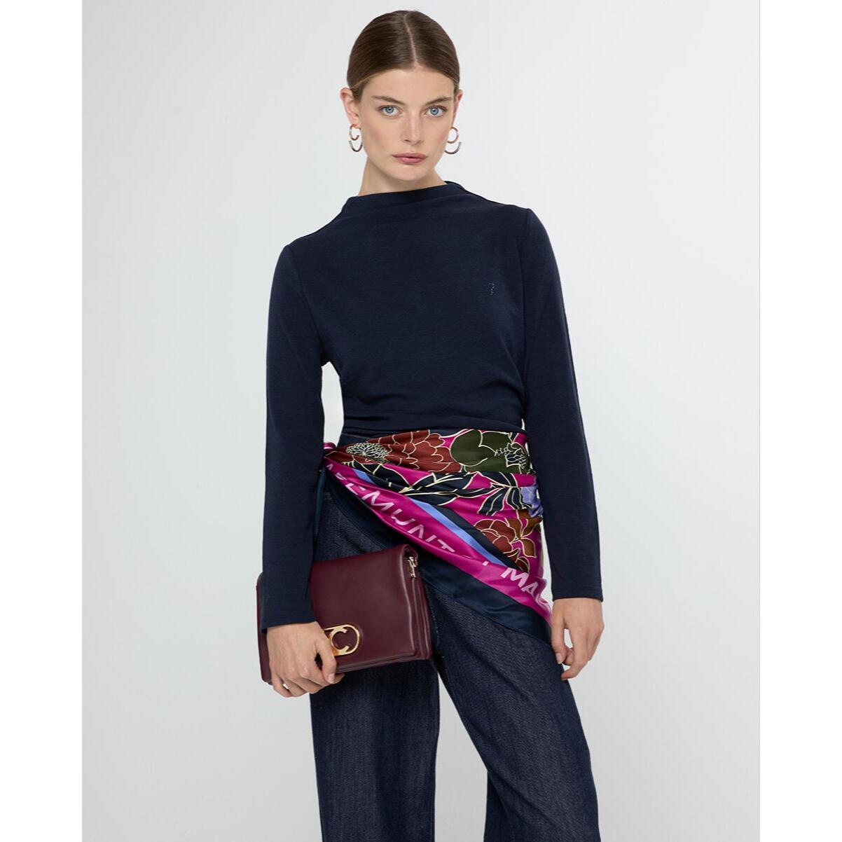 Maglietta a righe manica lunga collo alto