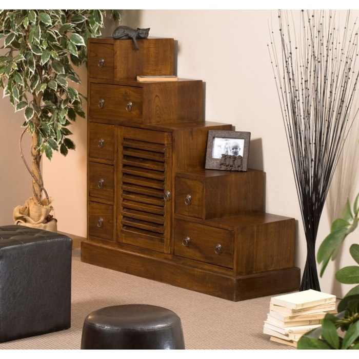 LAUREN - Meuble escalier 105x37 cm marron bois Mindi