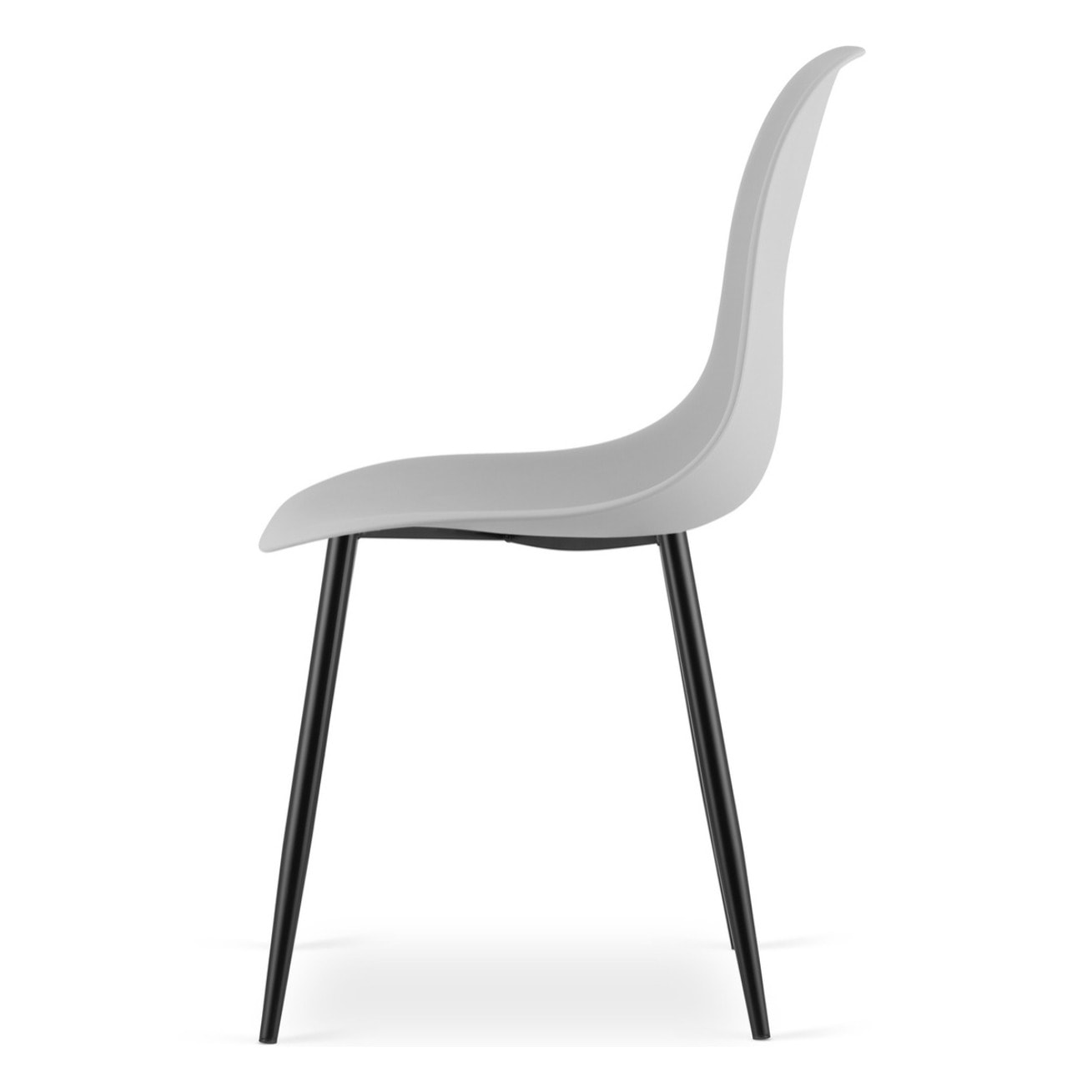 Sedia scandinava WAT grigia con gambe in metallo nero