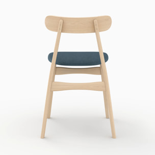 Lot de 2 chaises en tissu bleu et bois d'hévéa - Lisette