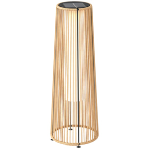 Linterna de Jardín de Ratán Sintético Farola Solar Exterior con Luces LED Encendido y Apagado Automático Impermeable para Terraza Balcón Patio Ø21,5x61 cm Natural