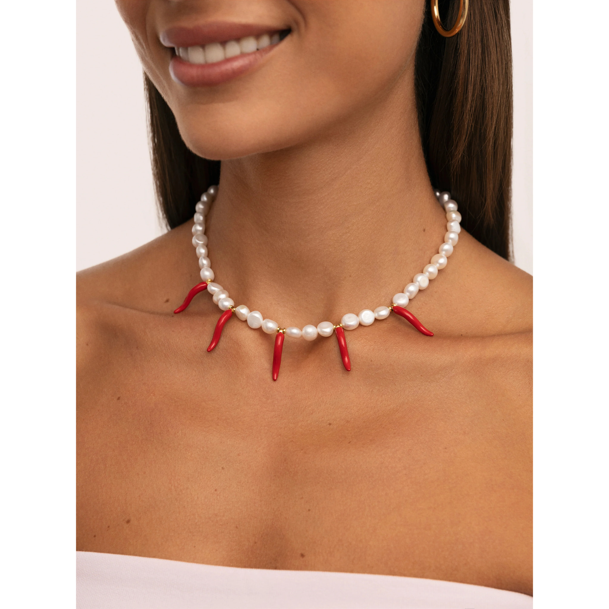 Collar Chili Pearl Acero Baño Oro