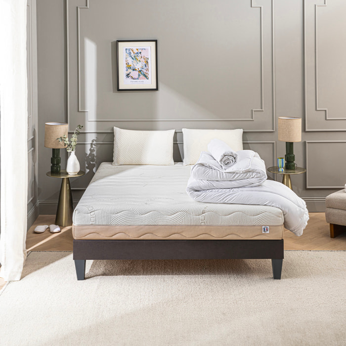 Ensemble Matelas Châtelet & Sommier KIT15, 24 cm, Mémoire de Forme Haute Densité, Soutien Ferme