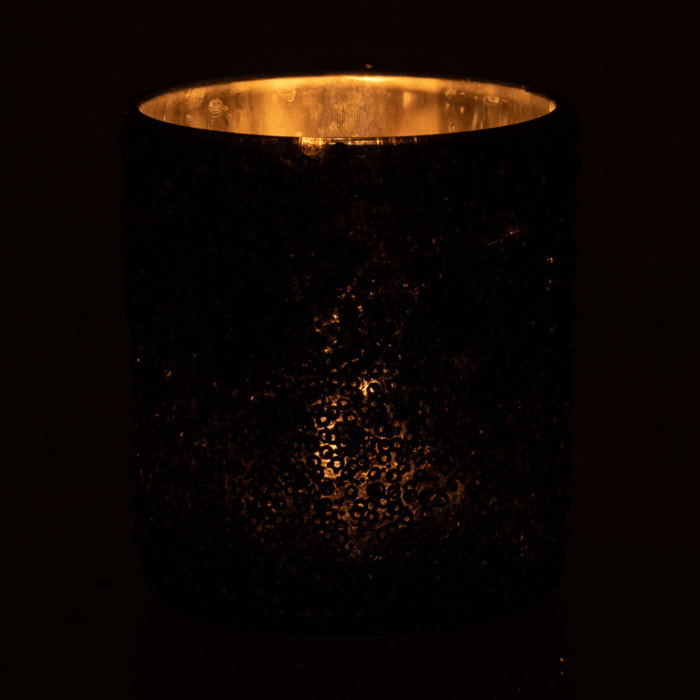 J-Line photophore Paillettes - verre - gris anthracite - medium - 2 pcs