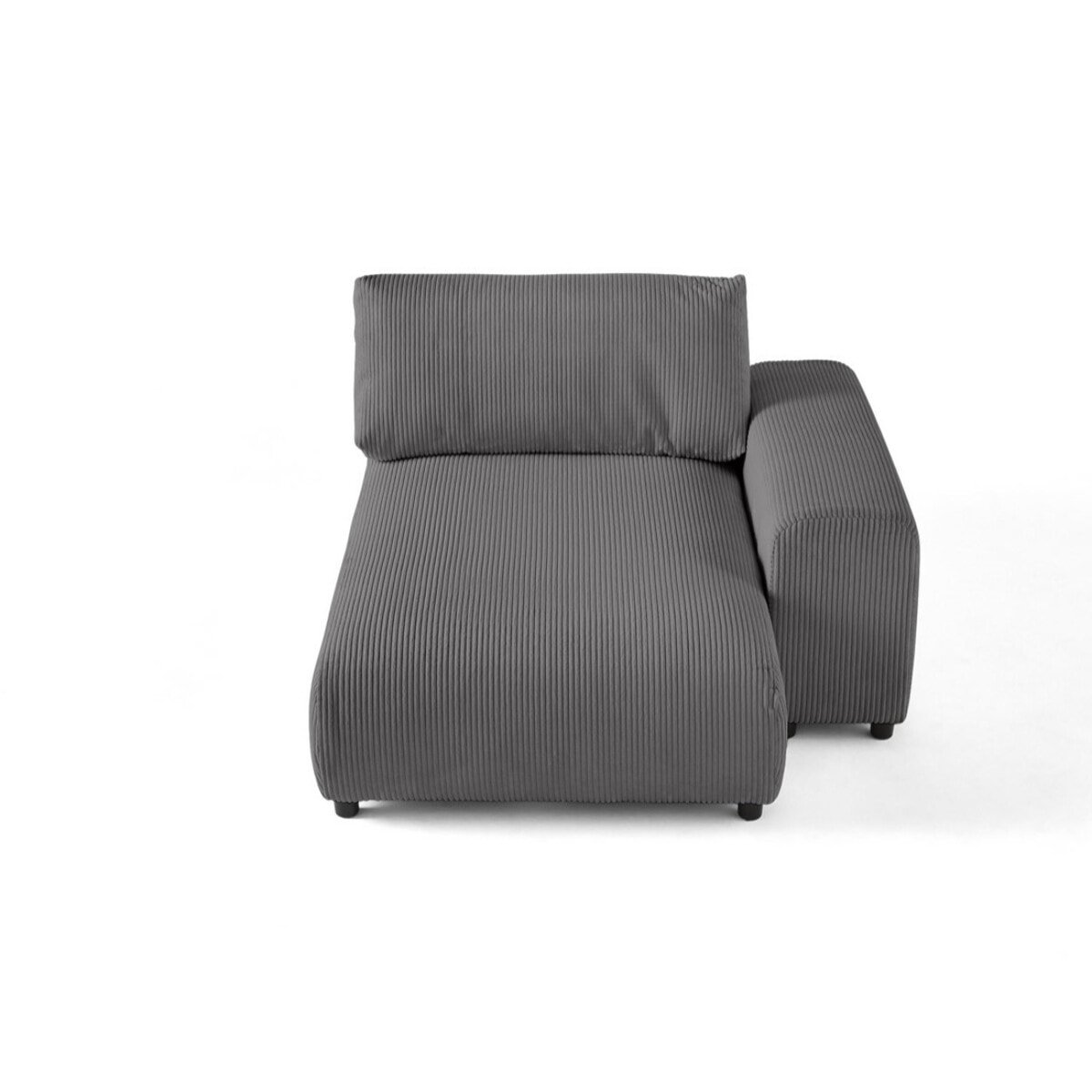 Garance - module d'assise méridienne droit - en velours côtelé - Gris foncé