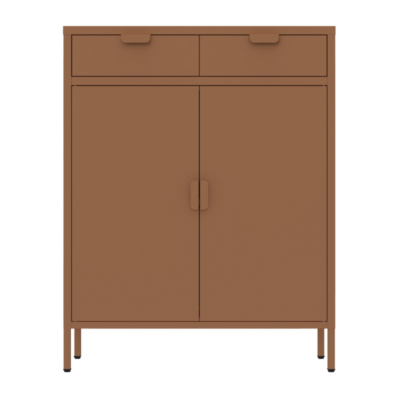 Credenza metallo 2 ante e 2 cassetti 80x38x110cm mattone - Pop