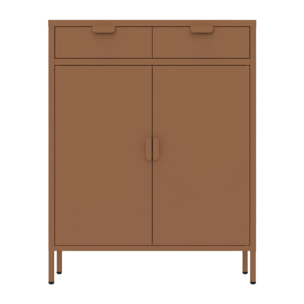 Credenza metallo 2 ante e 2 cassetti 80x38x110cm mattone - Pop