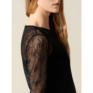 Oltre - Camiseta de encaje - Negro