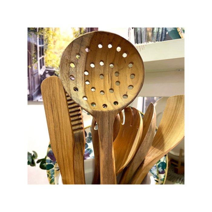 Cuillère écumoire de cuisine 35 cm en bois de teck - CHANTAL