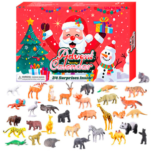 Calendario de adviento con figuritas de regalo para decorar. 24 figuras de animales diferentes.