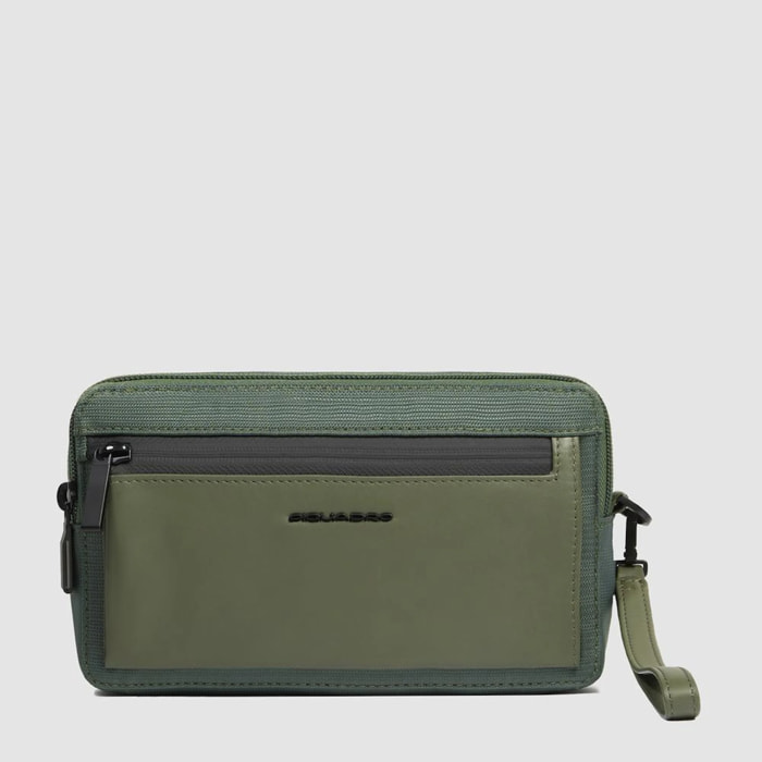 Piquadro Pochette a due scomparti in tessuto riciclato