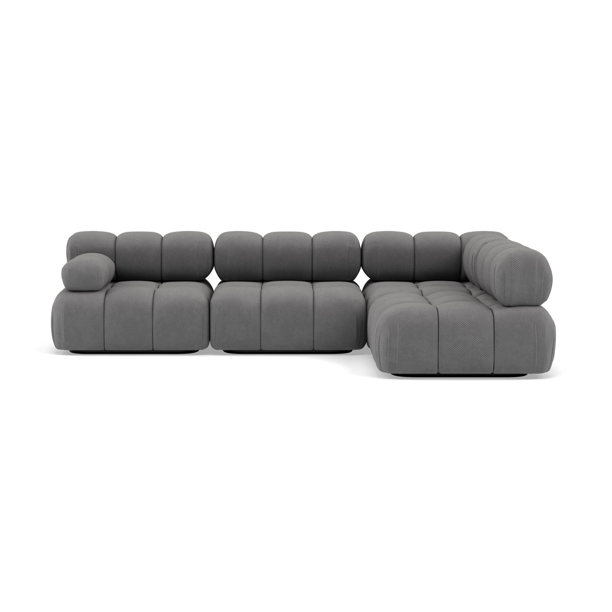 Ruby - canapé modulable d'angle droit 5 places en velours texturé - Gris
