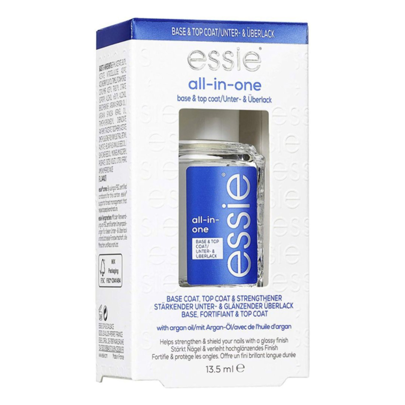 Smalto Base e Top Coat Trasparente Rinforzante per Unghie All-in-One