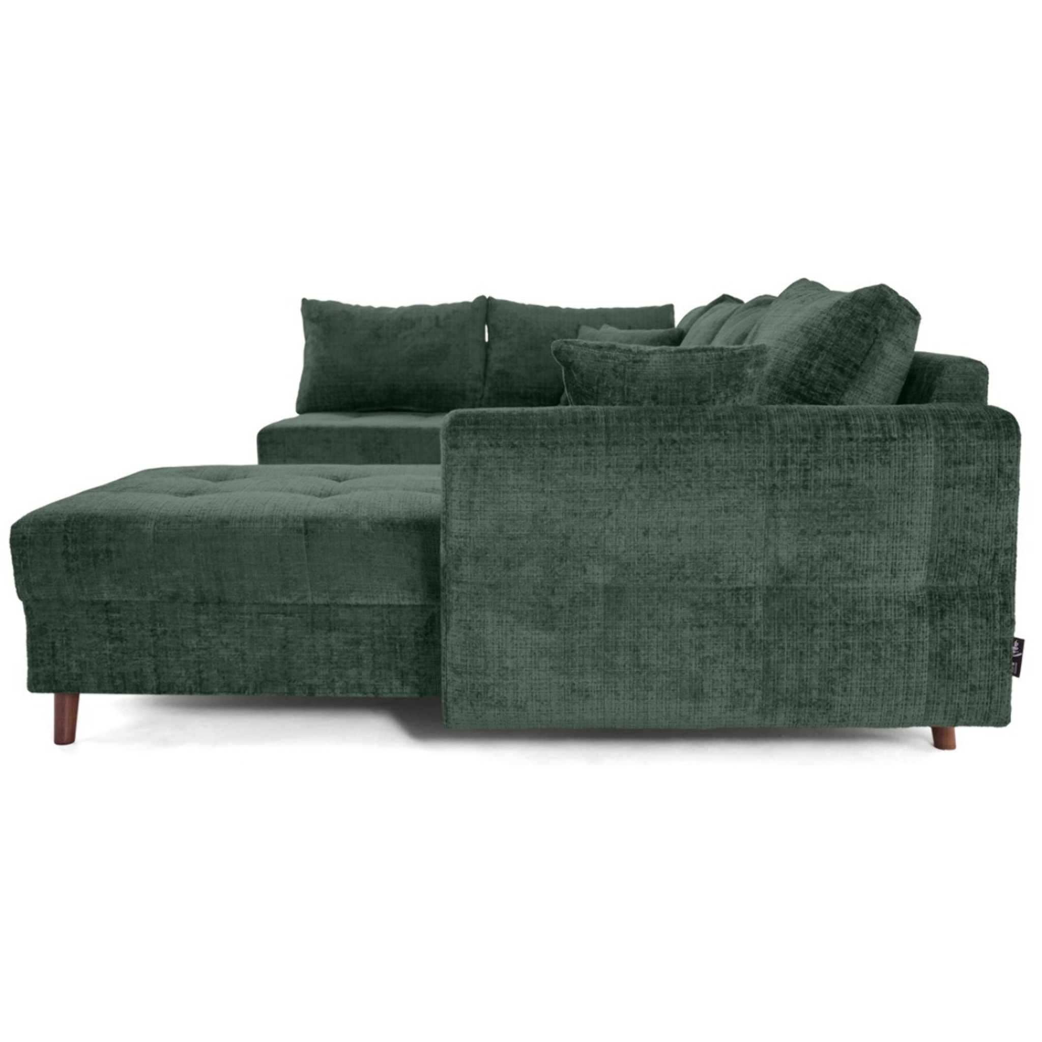 Rune - canapé panoramique d'angle gauche 7 places en velours texturé - Vert