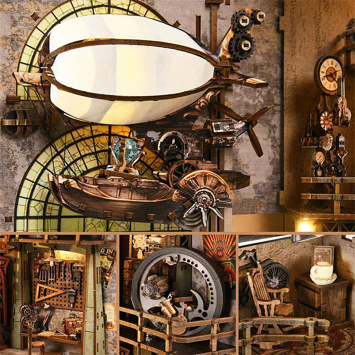 El almacén del Tio Pete. Book Nook de madera, diseño 3D realista con gran detalle, cubierta y luces led.