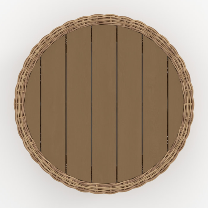 Table basse de jardin en rotin synthétique et bois - Sky