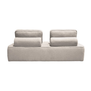 Chauffeuse pour canapé modulable tissu bouclette beige 2 places Bao. L 180 x P 90 x H 74cm