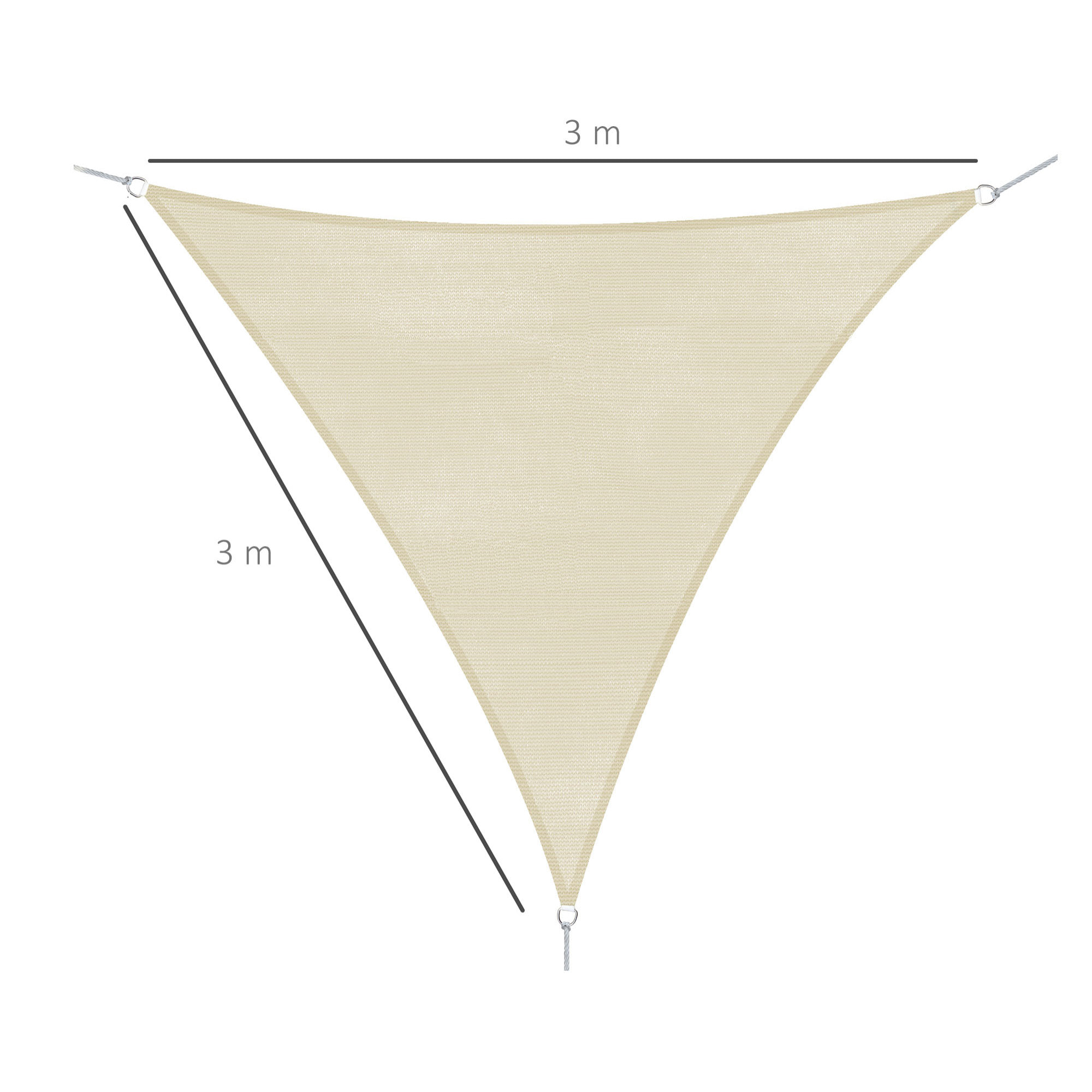 Toldo Vela Triangulo Sombrilla Jardin Camping 3x3x3m Crema