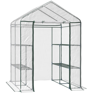 Serre de jardin balcon terrasse 4 étagères 143L x 143l x 195H cm acier PVC imperméable anti-UV transparent vert