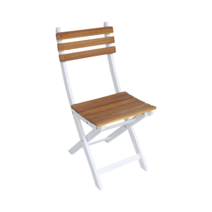 Table de jardin acacia avec coins arrondis + 8 assises blanc. 160 x 90 x 75 cm