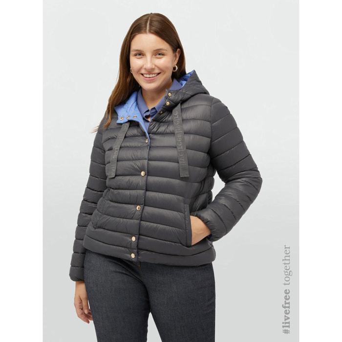 Fiorella Rubino - Piumino leggero con cappuccio e imbottitura in Sorona® Aura - Grigio
