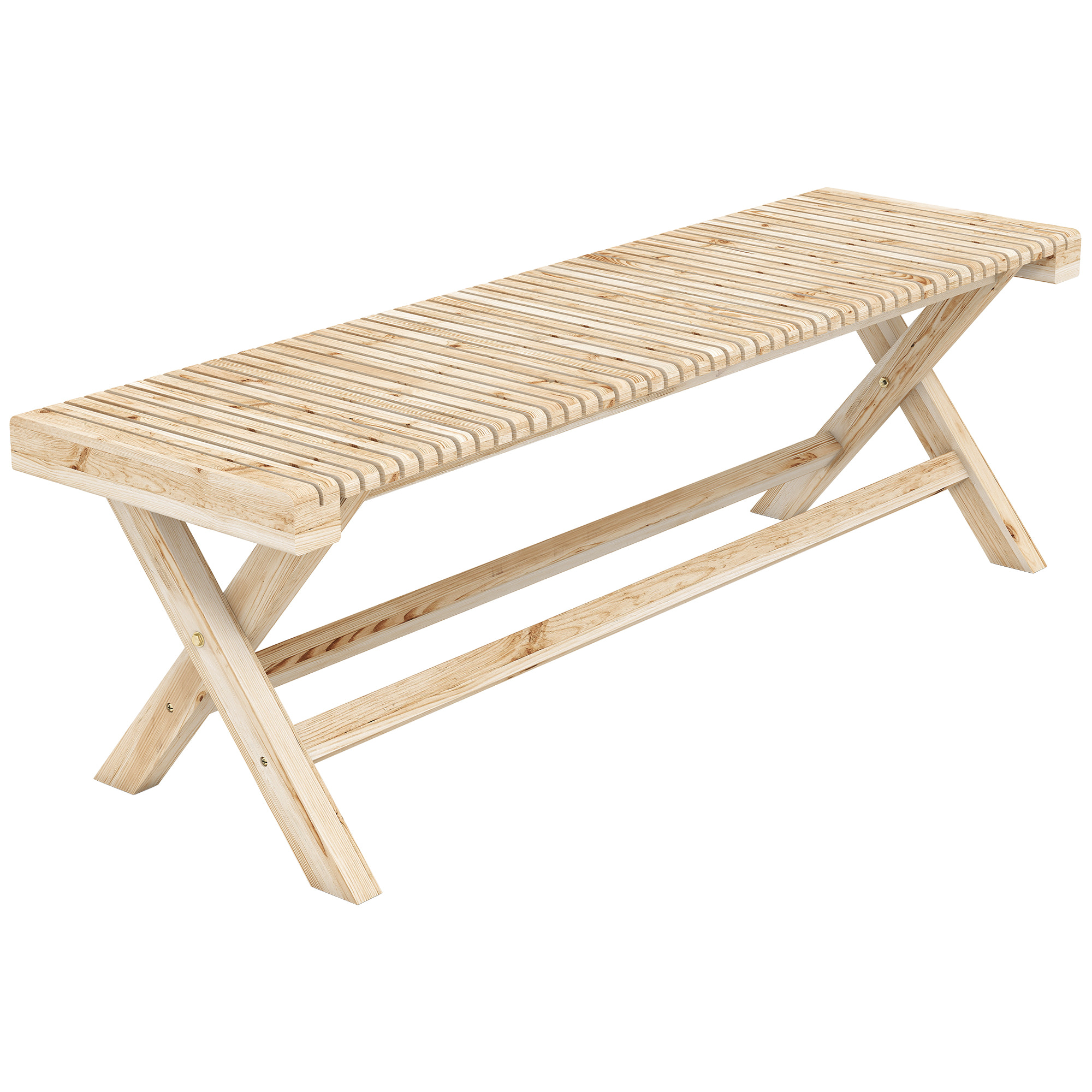 Banc de jardin 2 places assise à lattes bois massif naturel