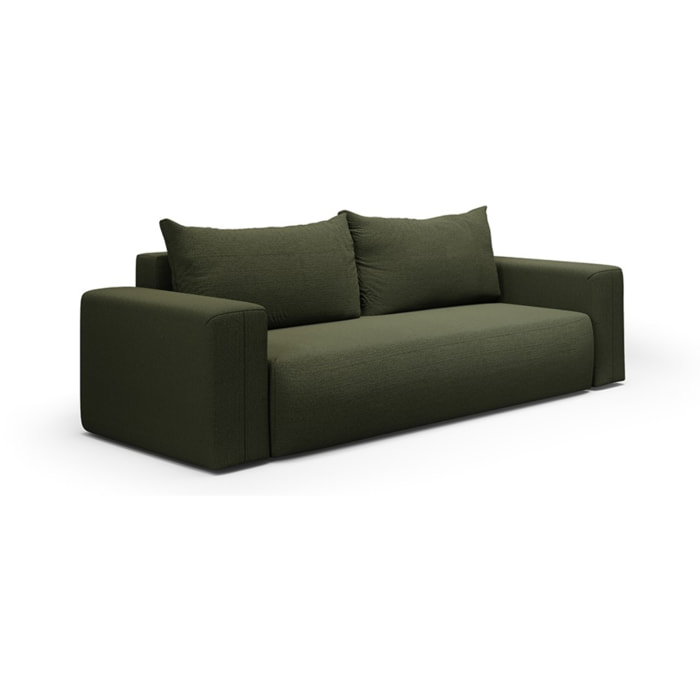 NALA - Canapé droit convertible droit 3 places en tissu vert