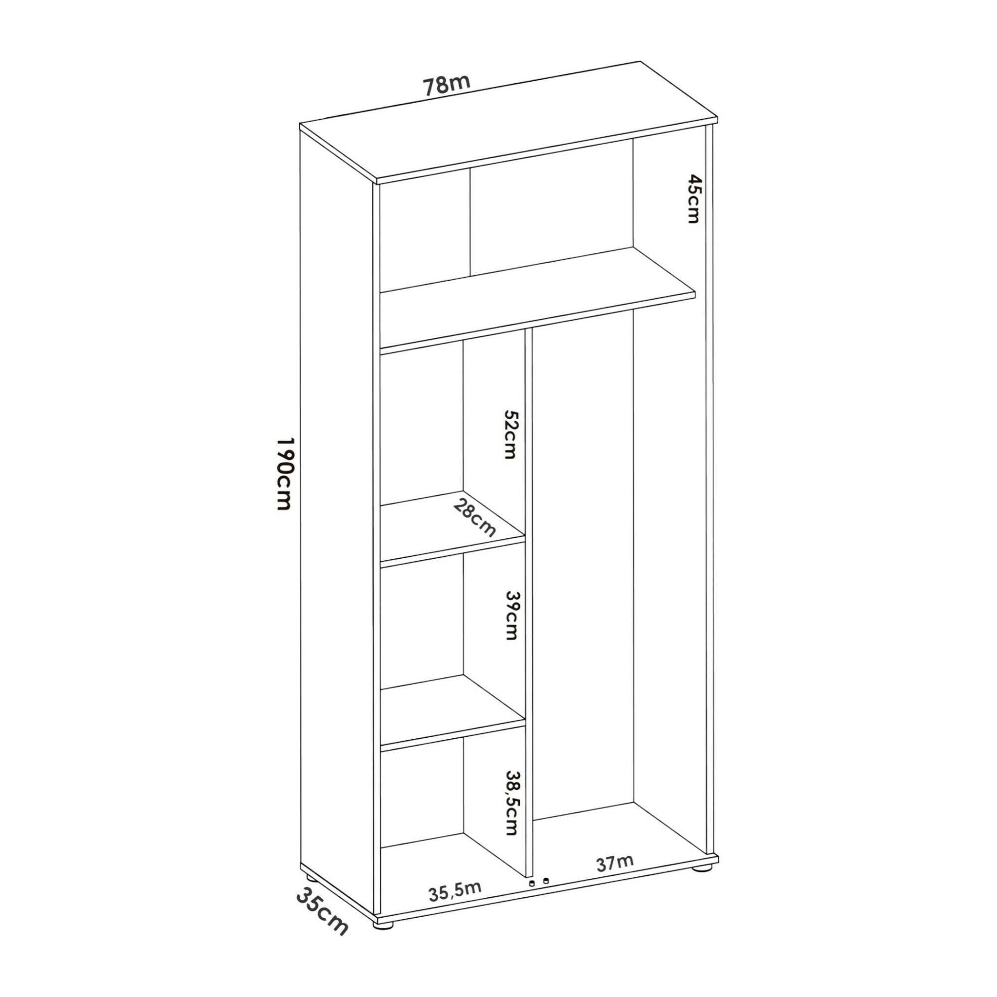 Armadio multiuso Forcola, Mobile multifunzione portascope, Guardaroba a 2 ante, 78x35h190 cm, Bianco