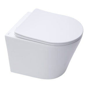 Pack WC Bâti-support V-Fix Core + WC Swiss Aqua Technologies Infinitio sans bride + Plaque, Blanc brillant (V-FixInfinitio-1)