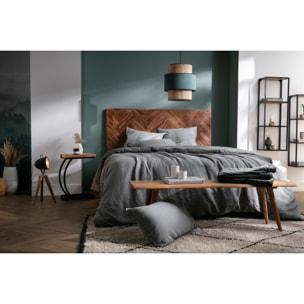 Table d'appoint design rectangulaire en bois massif et métal noir BREAK