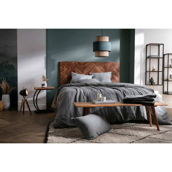 Table d'appoint design rectangulaire en bois massif et métal noir BREAK