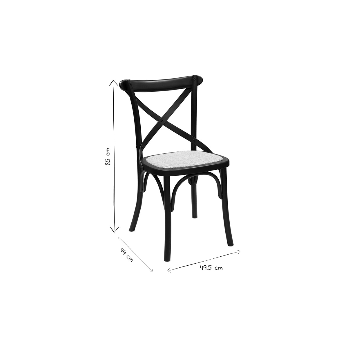 Chaises bistrot en bois noir et cannage en rotin (lot de 2) MARCEL