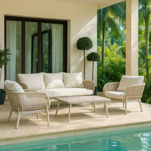 Salon de jardin 5 places en aluminium beige FIGARI