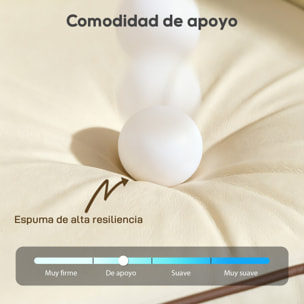 Butaca de Salón, Sillón Relax Moderno, 80x81x90 cm, Tapizada en Cuero Sintético, Acolchado Grueso, Asiento Ancho, Reposabrazos y Bolsillo Lateral, Montaje Rápido, Beige