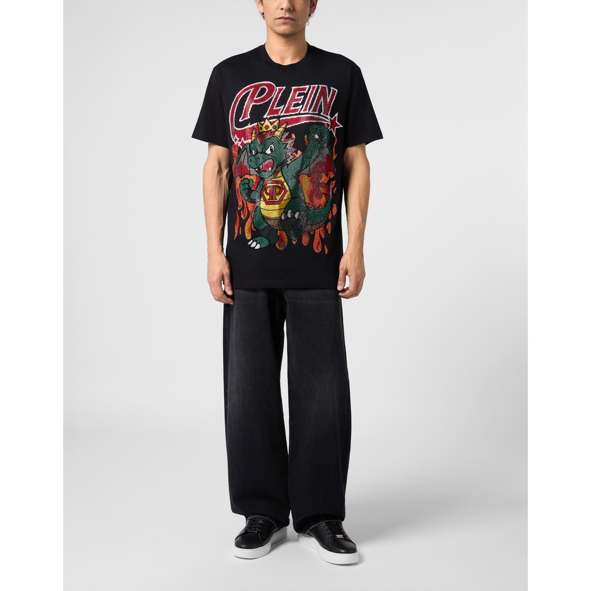 PHILIPP PLEIN Camiseta de cuello redondo y manga corta DRAGON